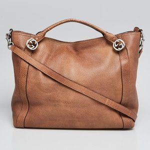 AUTHENTIC Gucci brown leather 'Miss GG Top Handle' bag
